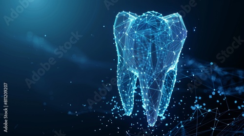 Abstract image of tooth low poly wireframe hyper realistic  photo