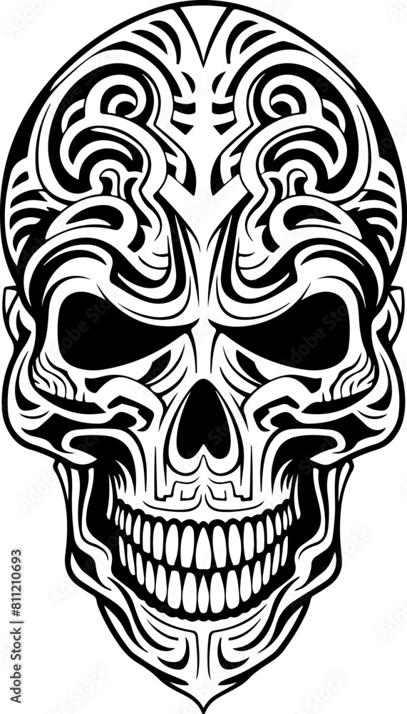 A skull with a pattern on it. Ornamental skull illustration for print. A skull with a pattern on it. Ornamental skull illustration for print.