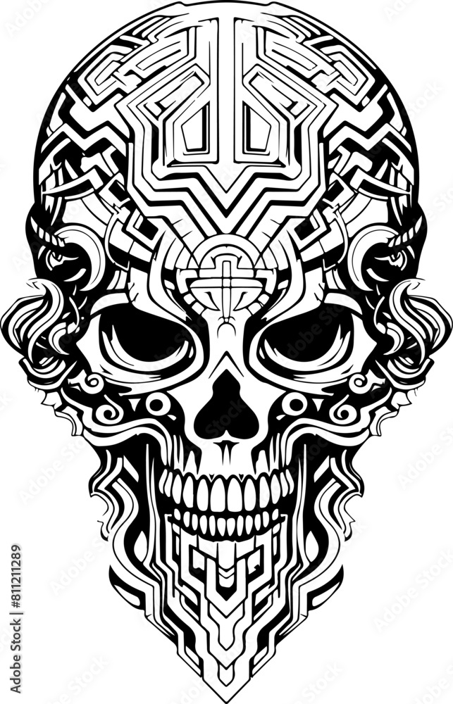 A skull with a pattern on it. Ornamental skull illustration for print. A skull with a pattern on it. Ornamental skull illustration for print.