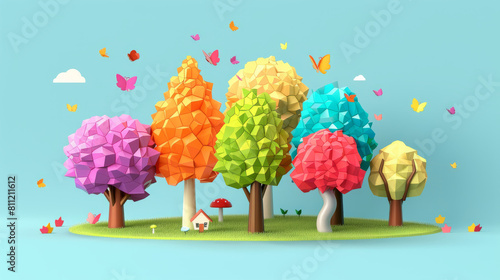 3d multicolored trees