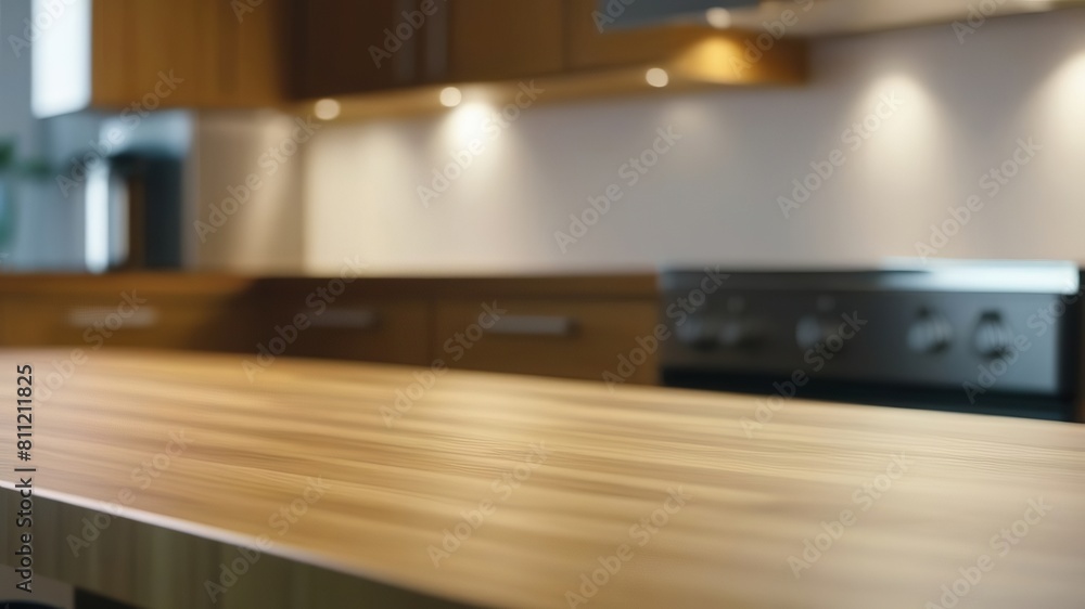 Empty kitchen table on kitchen background Empty kitchen table on kitchen background