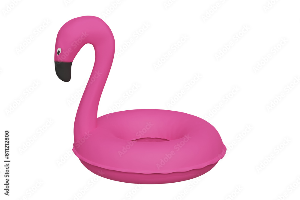 Pink pool inflatable toy in the shape of flamingo bird 3d rendered icon isolated Pink pool inflatable toy in the shape of flamingo bird 3d rendered icon isolated