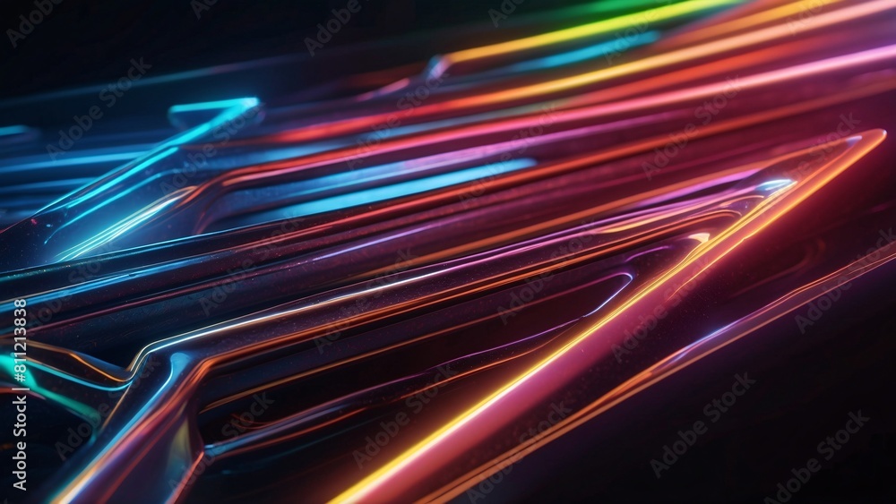 3D futuristic render of neon waves in dark purple, red and golden tones. Wallpaper header for business technology presentation concept. 3D futuristic render of neon waves in dark purple, red and golden tones. Wallpaper header for business technology presentation concept.