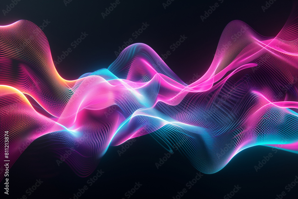 Vibrant Neon Waves on a Dark Background