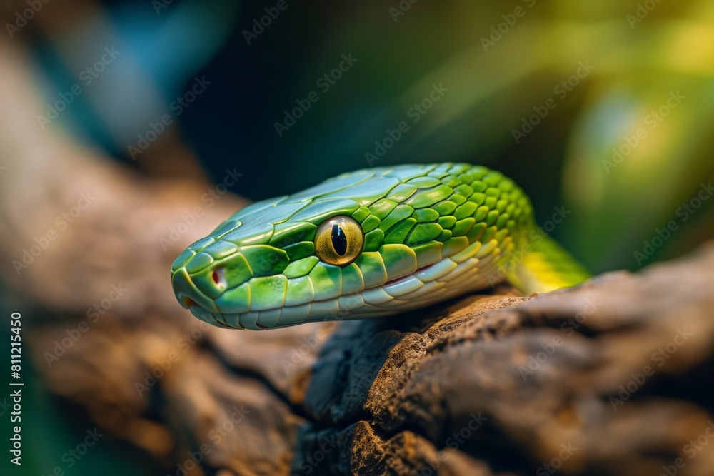 Fototapeta premium green snake on a branch