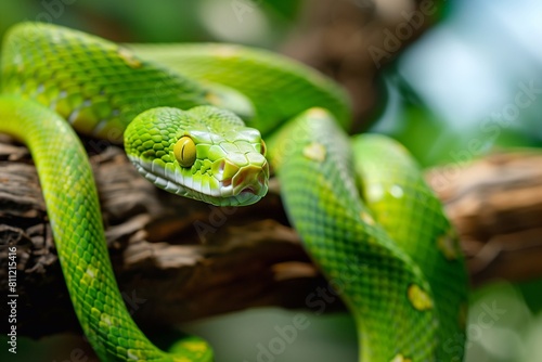 green snake on a branch