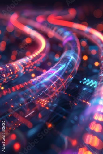 Abstract background in blue colors of network patchcords. Technology and communications.