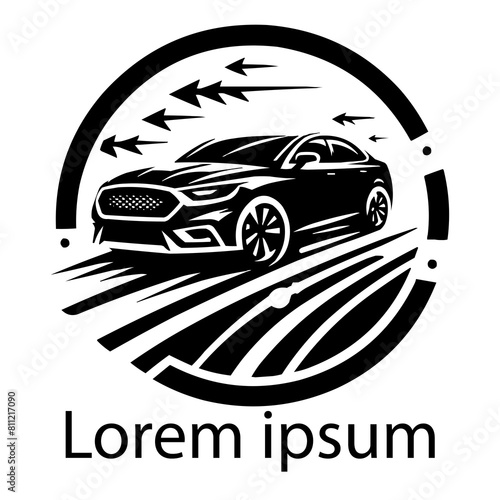 A black car logo on white 