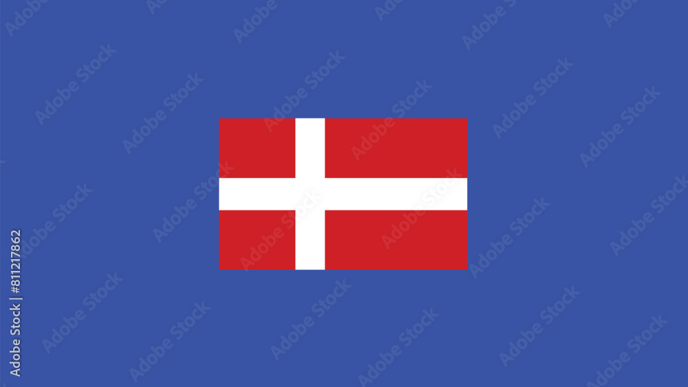 Obraz premium Denmark Flag Symbol European Nations 2024 Teams Countries European Germany Football Logo Design Vector Illustration