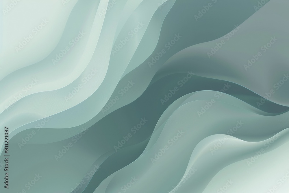 Fototapeta premium Abstract background with soft light gray and mint waves