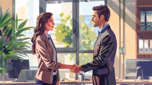 job interview,Handshake,finishing successful meeting,Business etiquette,congratulation,meeting,new business,startup,employee,teamwork,trust concept.Young business people shaking hands in the office. 