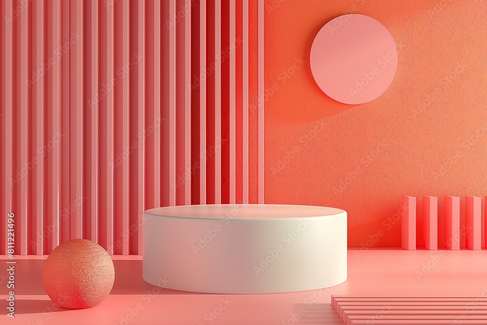 A white pedestal with a red background A white pedestal with a red background