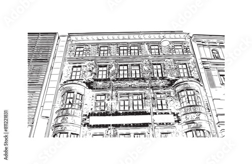 city of Brno Czech Republic. Hand drawn sketch illustration in vector.