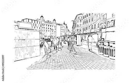 city of Brno Czech Republic. Hand drawn sketch illustration in vector.