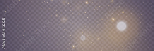 Light effect of light, sparkling particles. Shiny elements on a transparent background.	