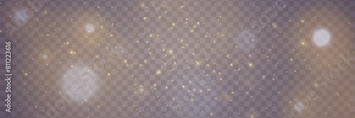 Light effect of light, sparkling particles. Shiny elements on a transparent background.