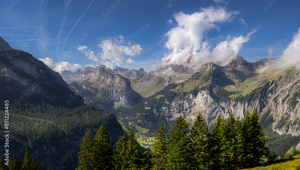 Mountain panorama in the region of Kandersteg in the Bernese Oberland 