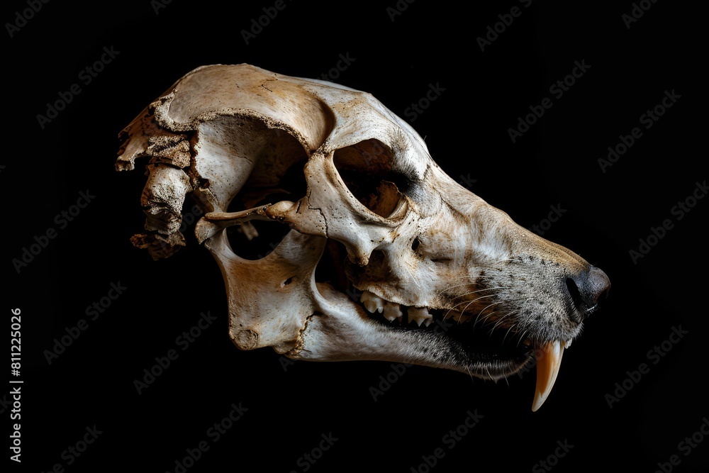 Wolf Skull in Studio: A Dark Emblem of Nature's Predatory Power