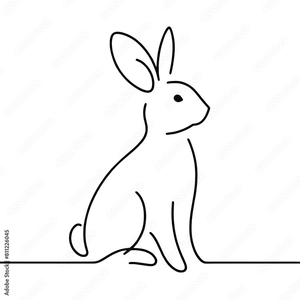 Obraz premium Minimalist rabbit line art. Illustration on a transparent background.