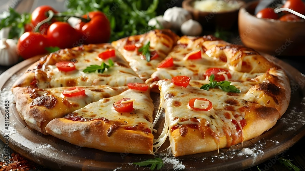 Italian cheese pizza slice with stretchy cheese on isolated background. Concept Food Photography, Italian Cuisine, Cheese Pizza, Food Styling, Isolated Background