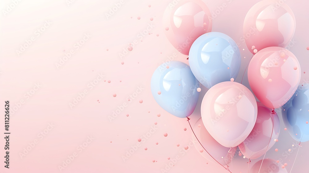 Balloon background in Aesthetic minimalism style. Soft pastel neutral colors elements for social media