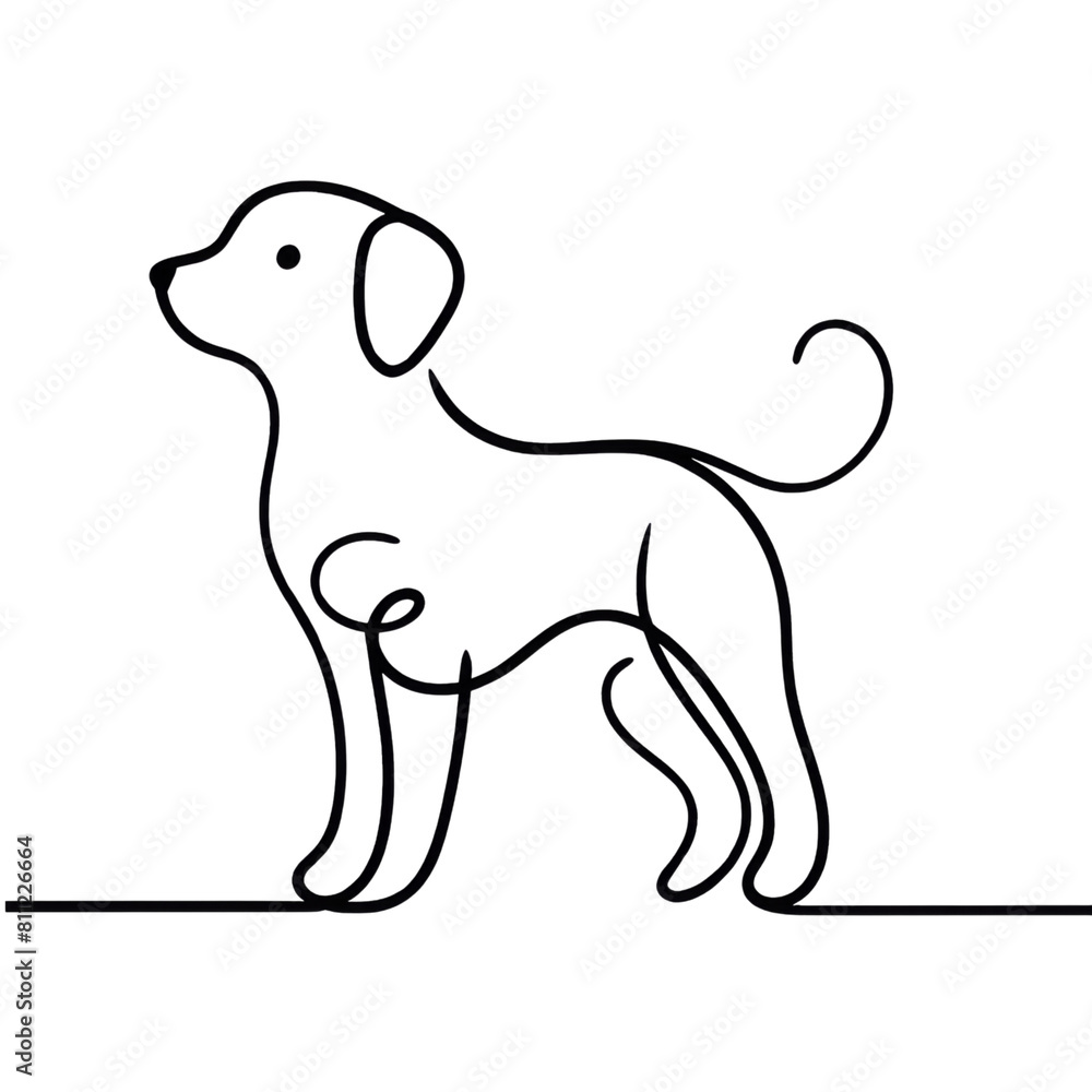 Elegant continuous line art of a dog minimalist. Illustration on a transparent background. Elegant continuous line art of a dog minimalist. Illustration on a transparent background.