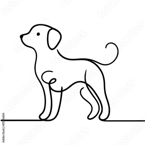 Elegant continuous line art of a dog minimalist. Illustration on a transparent background.