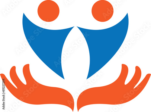 Human and people welfare logo design community care friendship unity vector icon and social organization logo design, human logo design, organization logo, social working