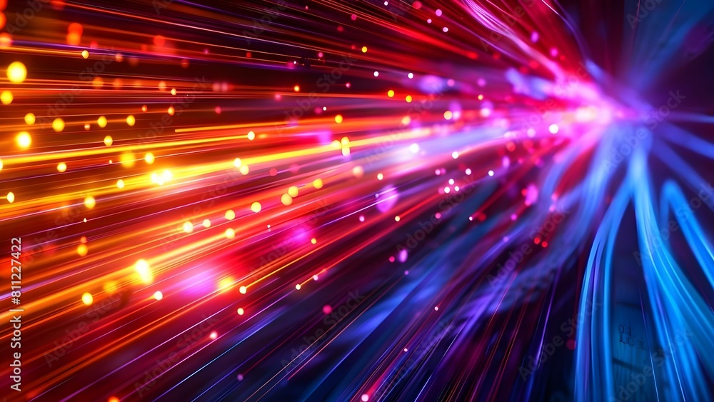 Obraz premium Blurry binary computer data in motion symbolizing technology machine learning and big data. Concept Technology, Machine Learning, Big Data, Binary Data, Blurred Motion,