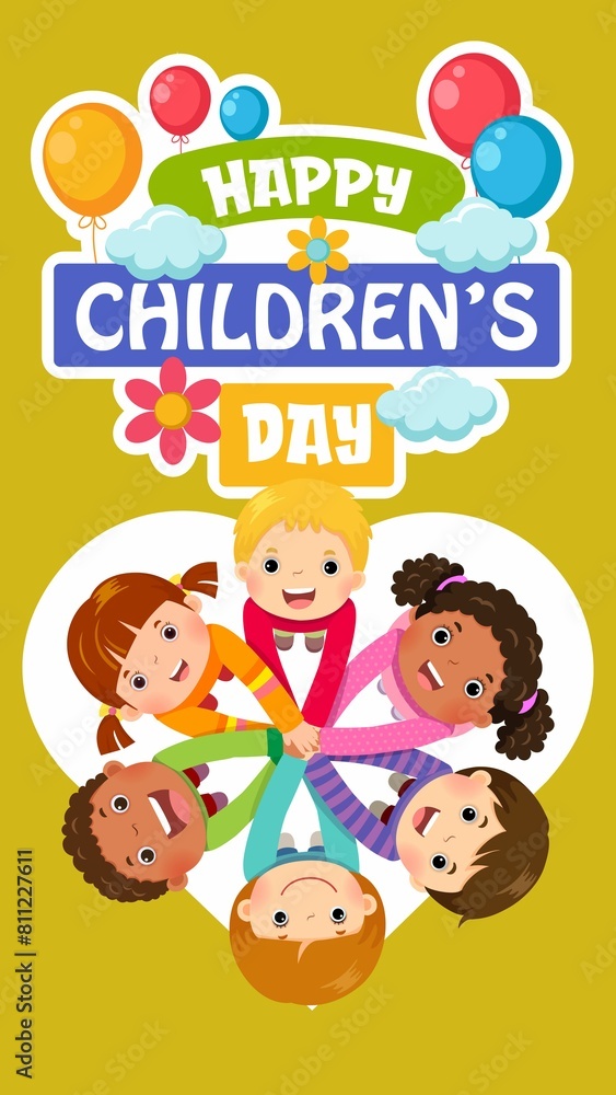 Yellow Blue Cartoon Illustration Happy Children’s Day . Yellow Blue Cartoon Illustration Happy Children’s Day .