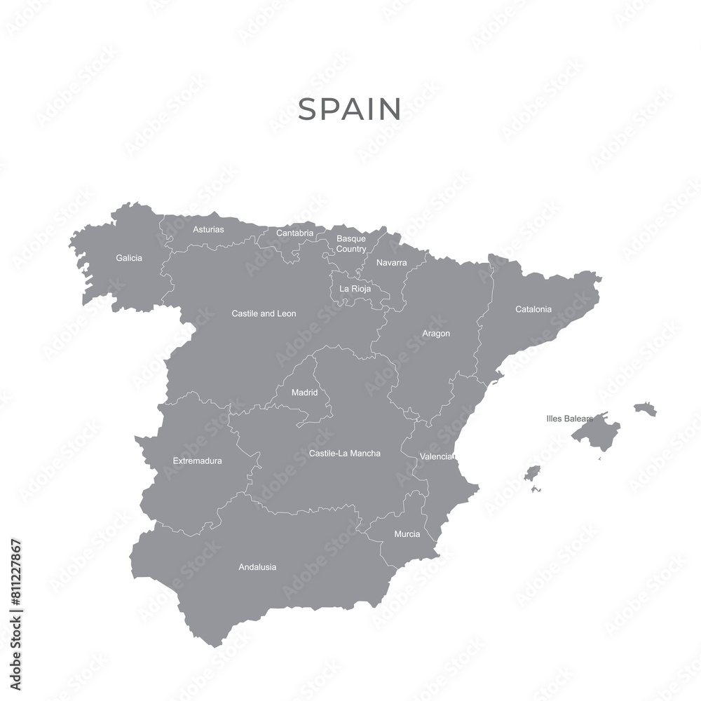 National Country Map with Regions, States and Flag in Body National Country Map with Regions, States and Flag in Body