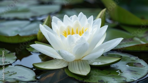 Mature white water lily bloom