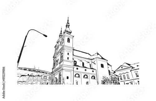 city of Brno Czech Republic. Hand drawn sketch illustration in vector.