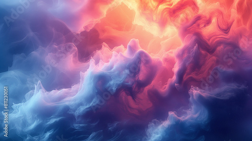 a close up of a colorful cloud of smoke in a blue sky