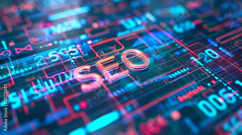 High-resolution close-up showcasing the critical elements of SEO strategy on a digital interface, including link building and keyword analysis for peak search engine performance photo