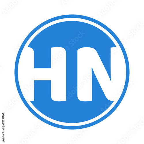 hn round blue monogram