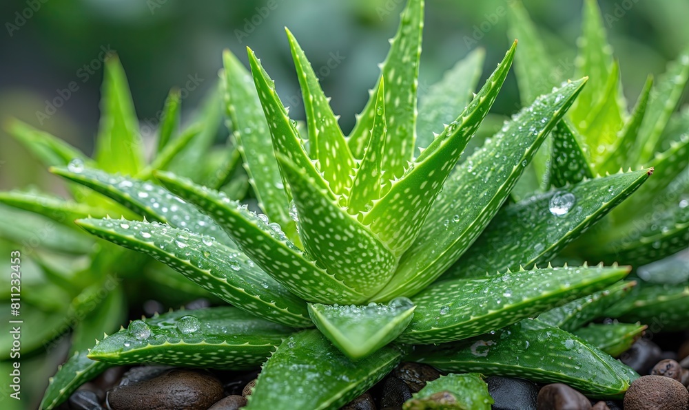 Fresh Aloe Vera Plant With Dew Drops. Fresh Aloe Vera Plant With Dew Drops.
