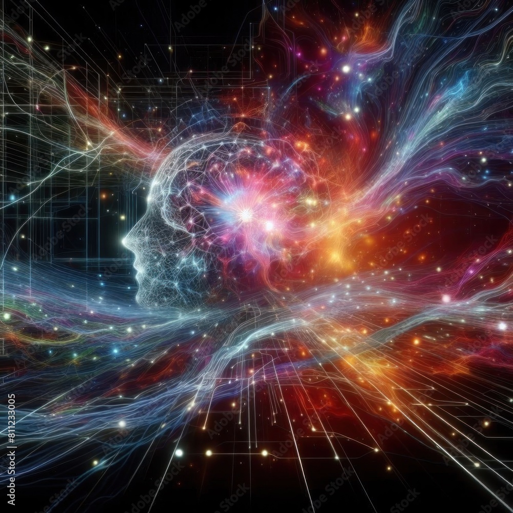 The concept of AI and the future. Consciousness The universe is intertwined with the essence of human beings in the cosmos. Neural Net. The concept of AI and the future. Consciousness The universe is intertwined with the essence of human beings in the cosmos. Neural Net.