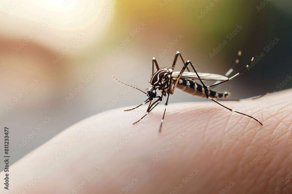Little mosquito on the pink skin drinks blood Little mosquito on the pink skin drinks blood