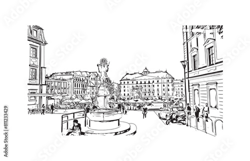 city of Brno Czech Republic. Hand drawn sketch illustration in vector.