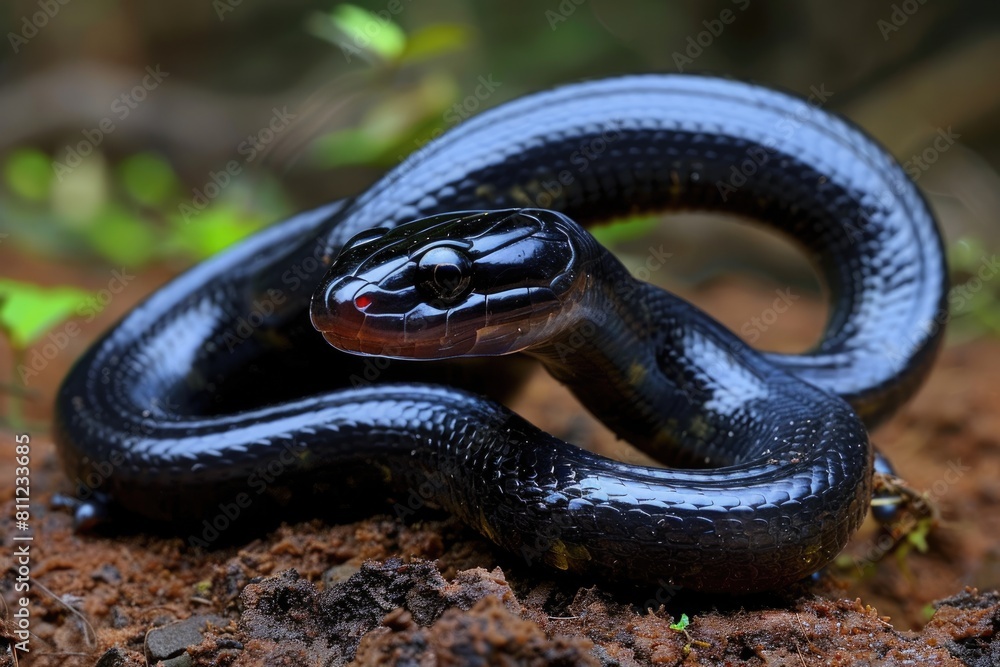 Obraz premium Wildlife of Western Ghats: Limbless Amphibian in its Natural Habitat