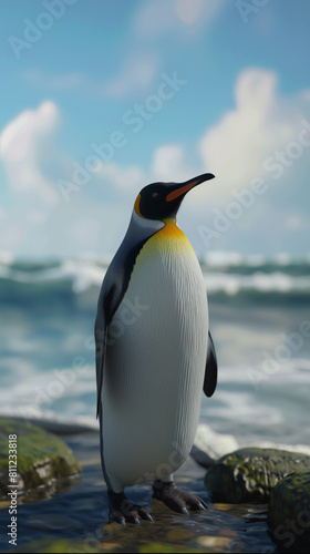 Pinguim na natureza Cartoon - wallpaper