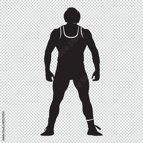Flat college wrestler icon design, black vector illustration on transparent background