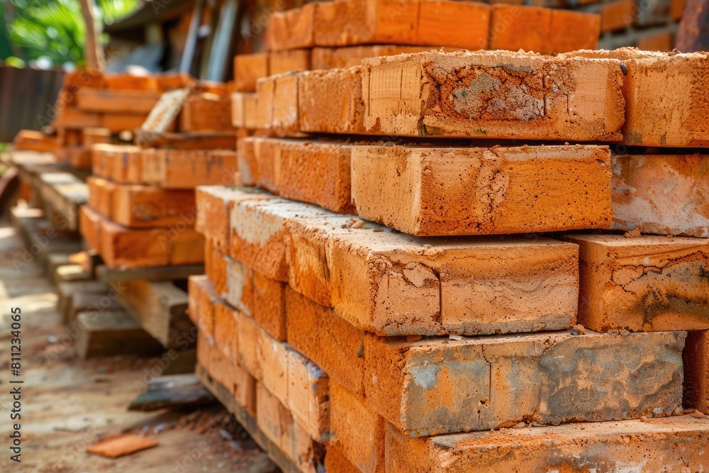 Stack of Brazilian Clay Bricks for Home Construction in Bahia - Building Material for Construction Stack of Brazilian Clay Bricks for Home Construction in Bahia - Building Material for Construction