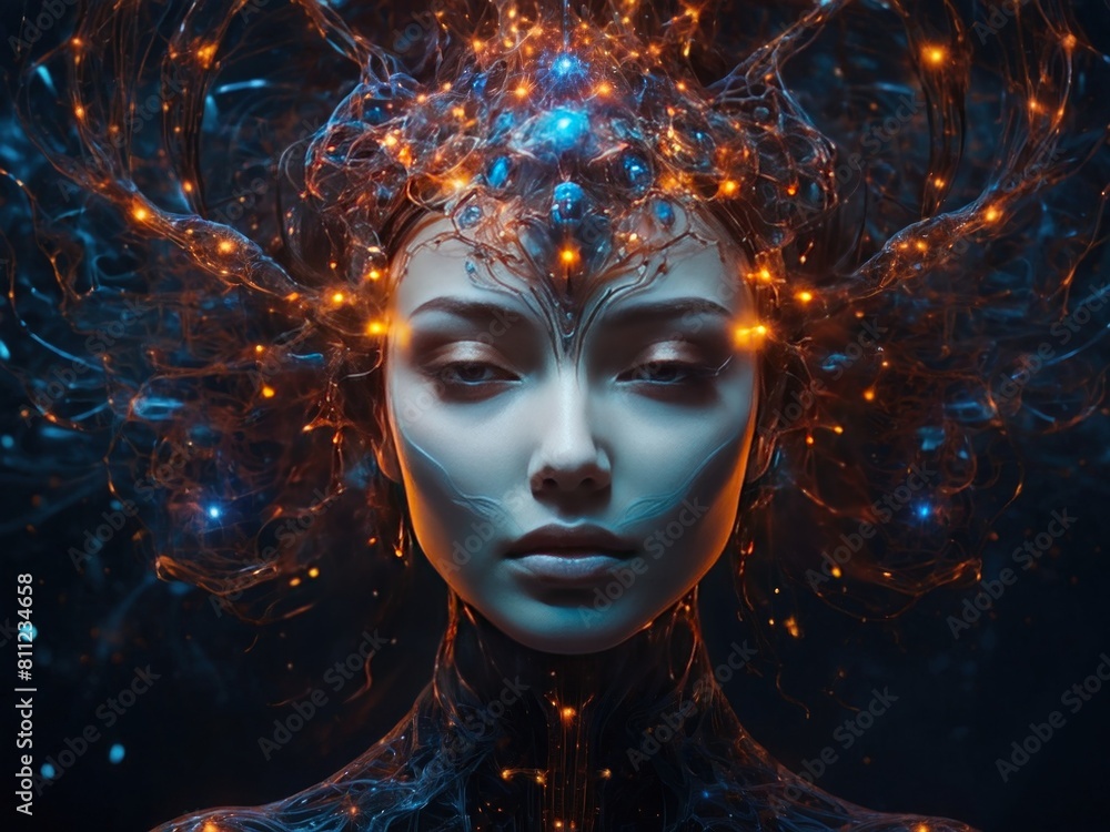 The concept of AI and the future. Consciousness The universe is intertwined with the essence of human beings in the cosmos. Neural Net. The concept of AI and the future. Consciousness The universe is intertwined with the essence of human beings in the cosmos. Neural Net.