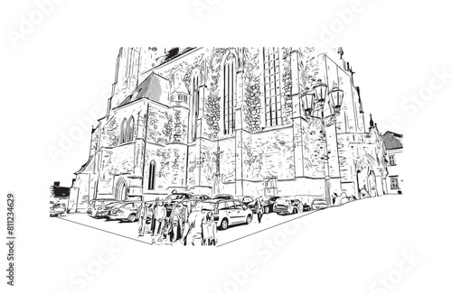city of Brno Czech Republic. Hand drawn sketch illustration in vector.