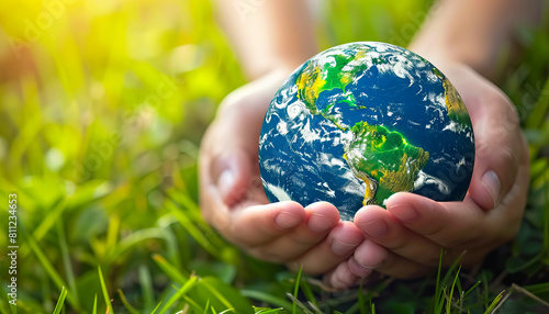 A person holding a small earth in their hands.