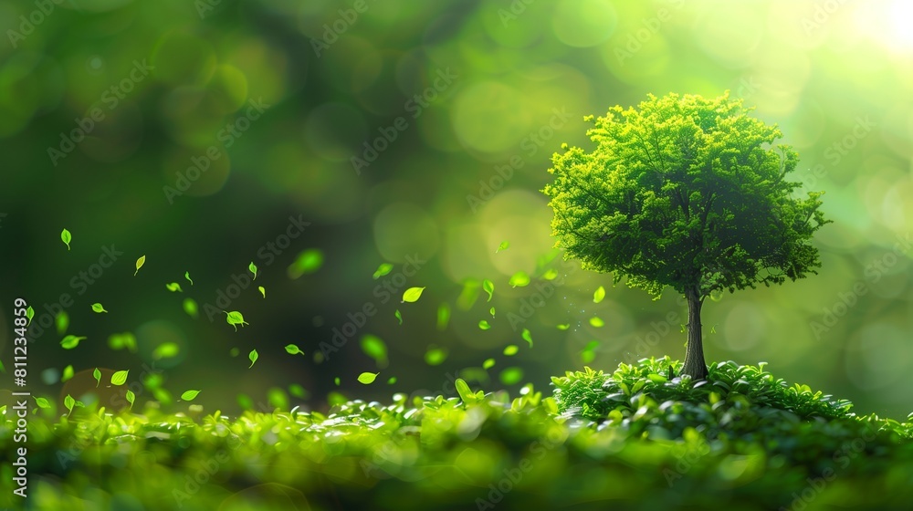 An image showcasing ecological practices for an environmentally friendly and sustainable future, featuring a vibrant green tree in full foliage with ample copy space for text. An image showcasing ecological practices for an environmentally friendly and sustainable future, featuring a vibrant green tree in full foliage with ample copy space for text.