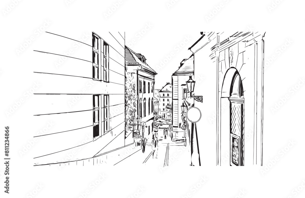 city of Brno Czech Republic. Hand drawn sketch illustration in vector. city of Brno Czech Republic. Hand drawn sketch illustration in vector.