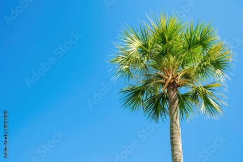 South Carolina Palmetto Tree against Blue Skies. Horizontal Orientation with Copy Space © Serhii